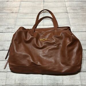 Viv & Lou Brown Travel Bag Monogrammed wCg